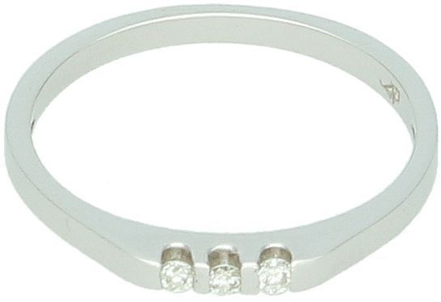 Złoty pierścionek z trzema diamentami „Delikatność”  Białe złoto 585  P7040  Rozmiar 11.jpg